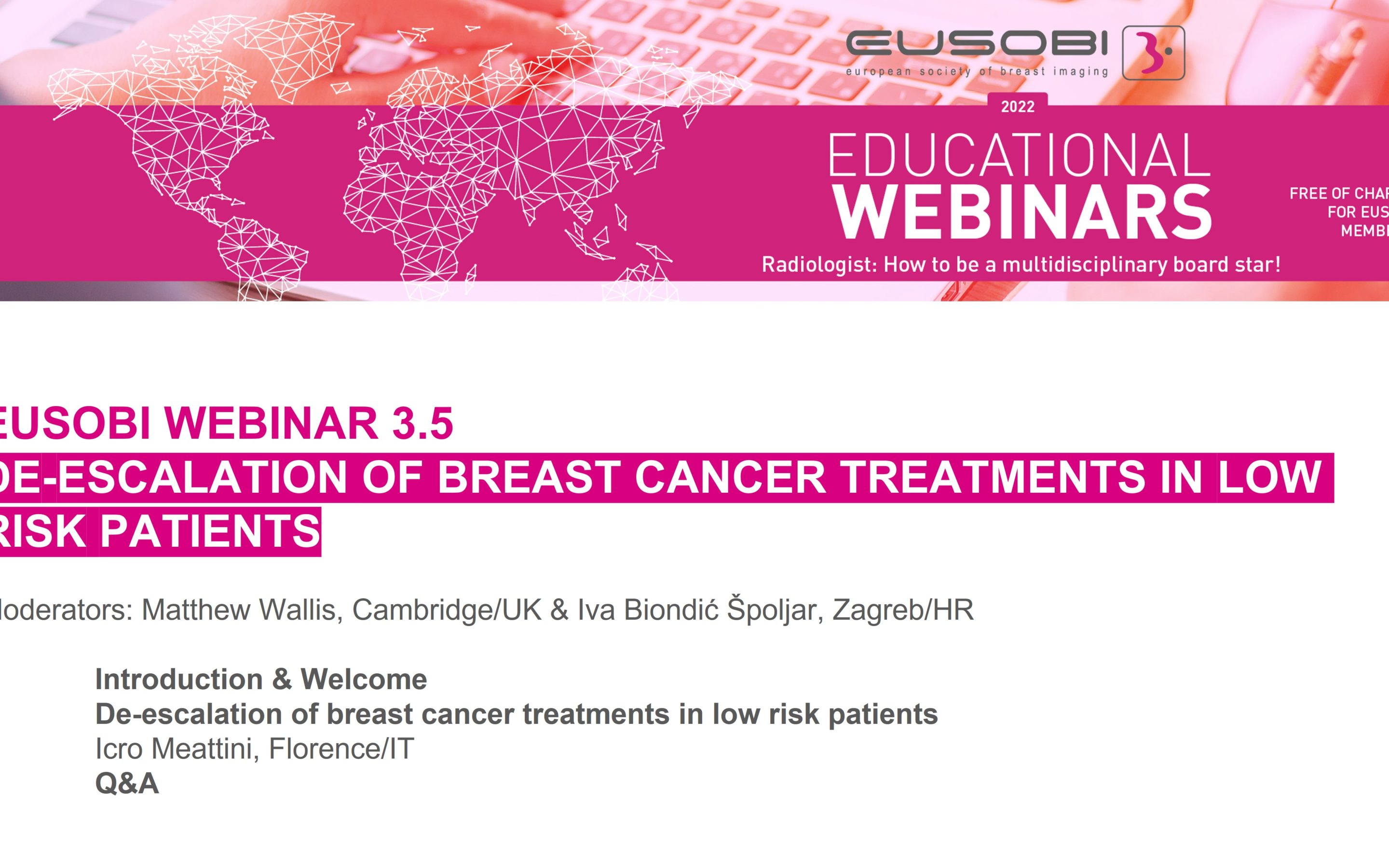 3.5 / De-escalation of breast cancer treatments in low risk patients